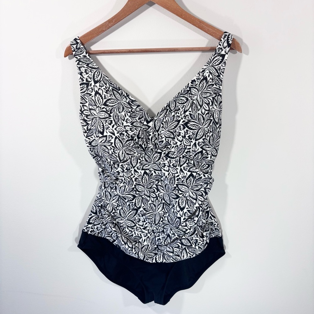 Black and white one piece bathing suit